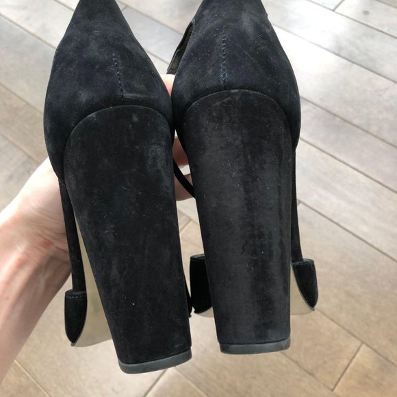 Steve Madden Black Suede Pamperd Lace-Up Pump Heel - Picture 5 of 9